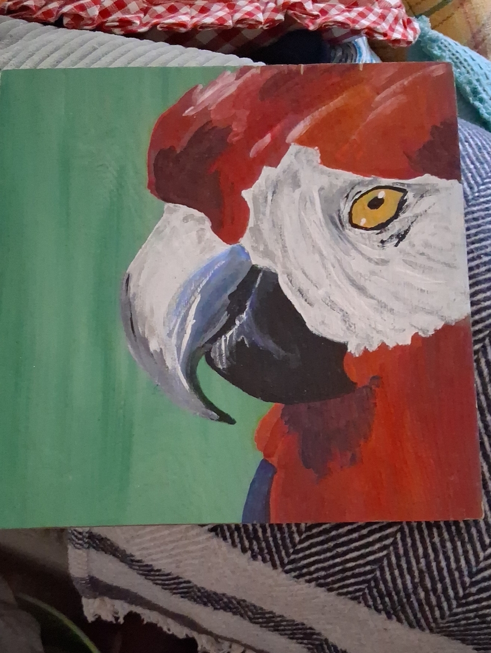 Stephanie Johnson Red Parrot Portrait On Wood